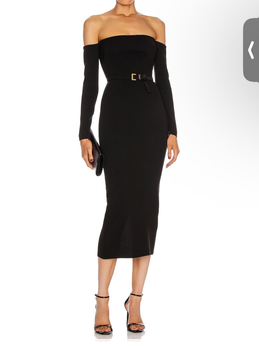 Alex Perry Black Off-Shoulder Long Sleeve Midi Dress